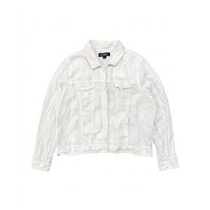 Nicole Miller Jacket Womens White SzXL Linen Shacket Woven Coastal Chic Relaxed